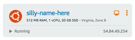 Once your instance is running, the display gets brighter.